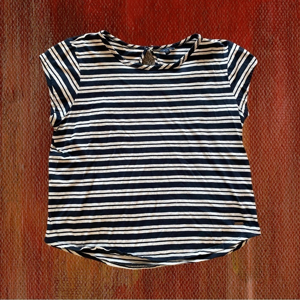 NAUTICA Women’s Keyhole Striped Tee